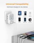 USB Charger Block with 4 Outlet Splitter and 3 USB Ports - Versatile Multi-Plug Adapter for Travel, Office, and Dorm Use