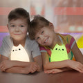 Remote Control Silicone Cat Night Light - Rechargeable Kawaii Design for Kids, Toddlers, and Baby Girls - White, 4-Piece Set