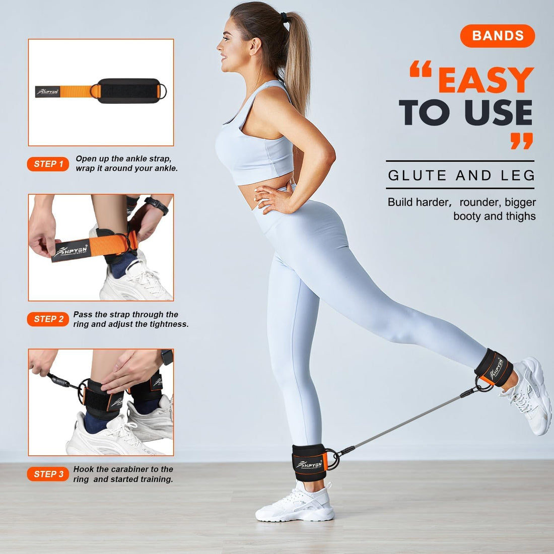 Ankle Resistance Bands with Cuffs for Leg and Glute Training - Exercise Equipment for Kickbacks and Hip Workouts