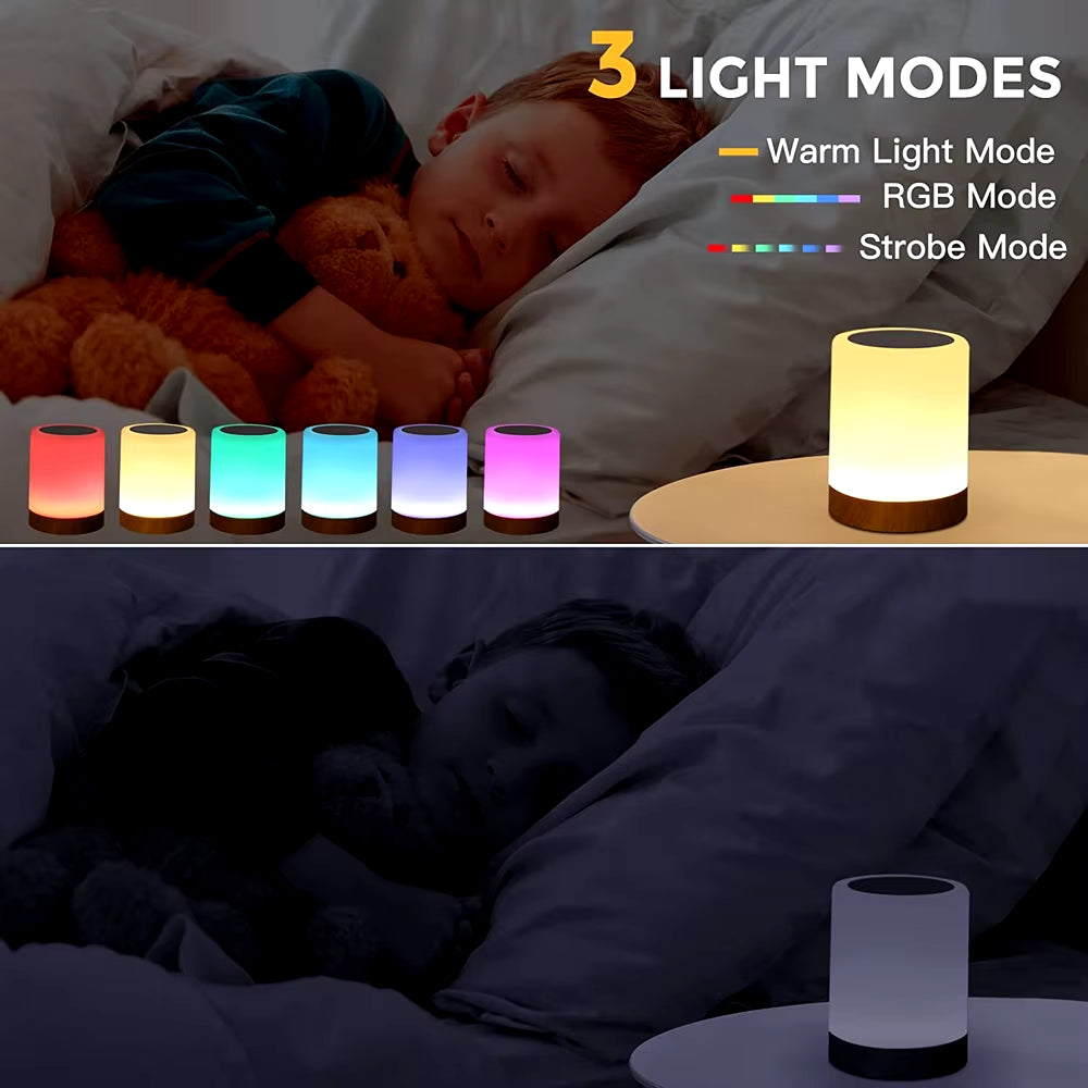 Touch Lamp LED Table Lamp Bedside Lamp RGB Table Lamp Bedroom Lamp with Touch Sensor Portable Desk Lamp RGB Light for Kids Gifts