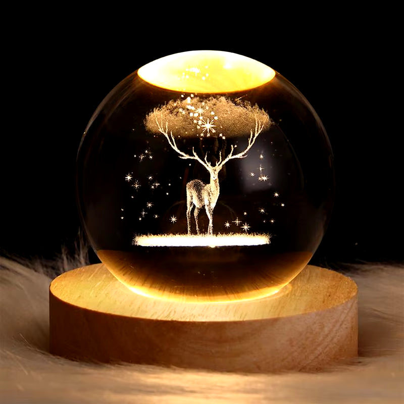 Crystal Ball Night Light 3D Moon Solar System Table Lamp LED Crystal Ball Children Friends Party Birthday Gifts Room Decor